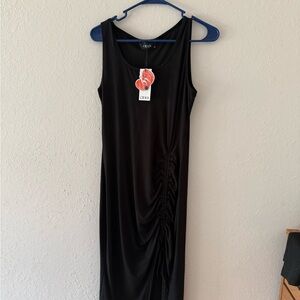 Cider Black Ruched Midi Dress